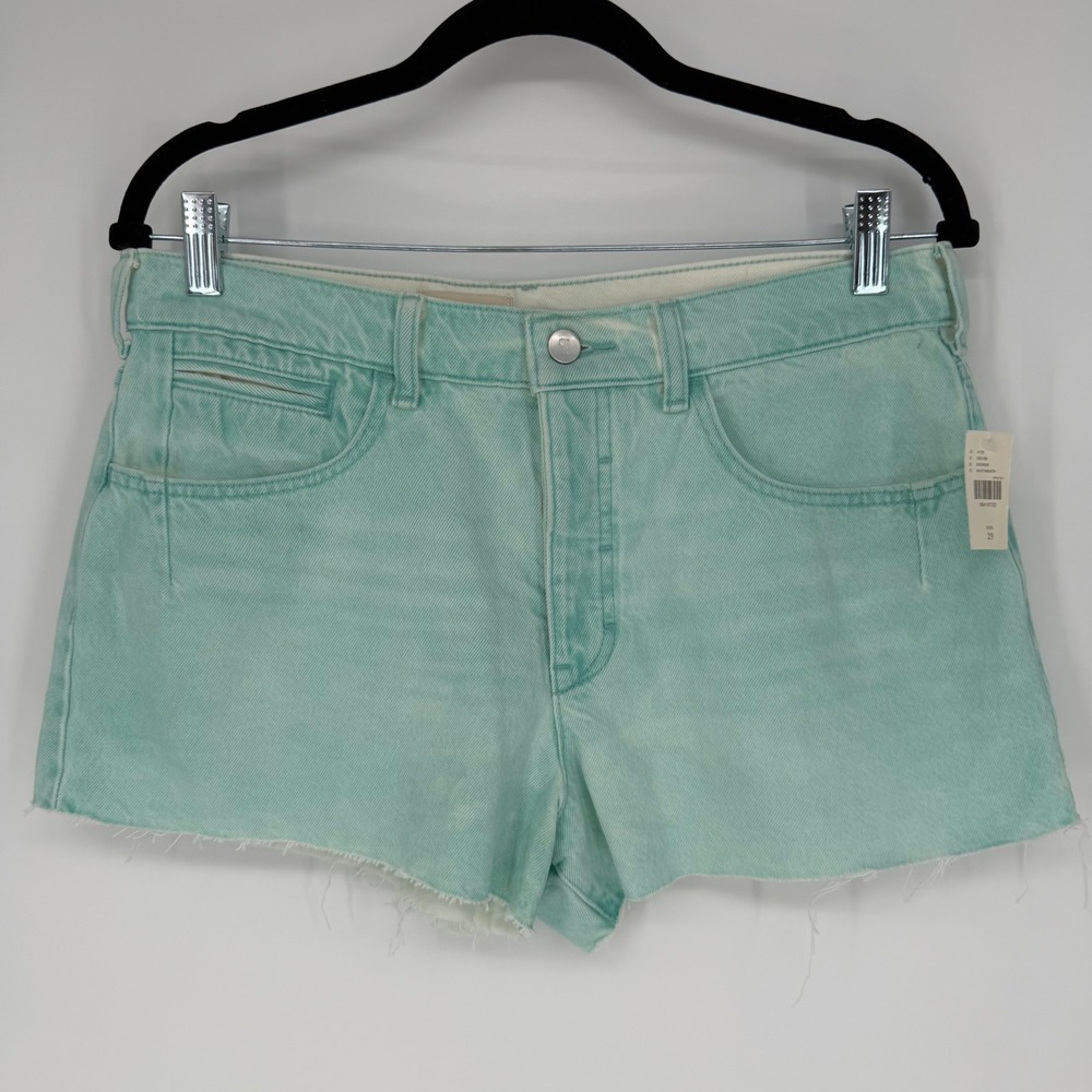 PILCRO THE DEVON DENIM SHORTS SPRAY COLOR EDITION MINT JULEP NWT 29 RAW HEM
